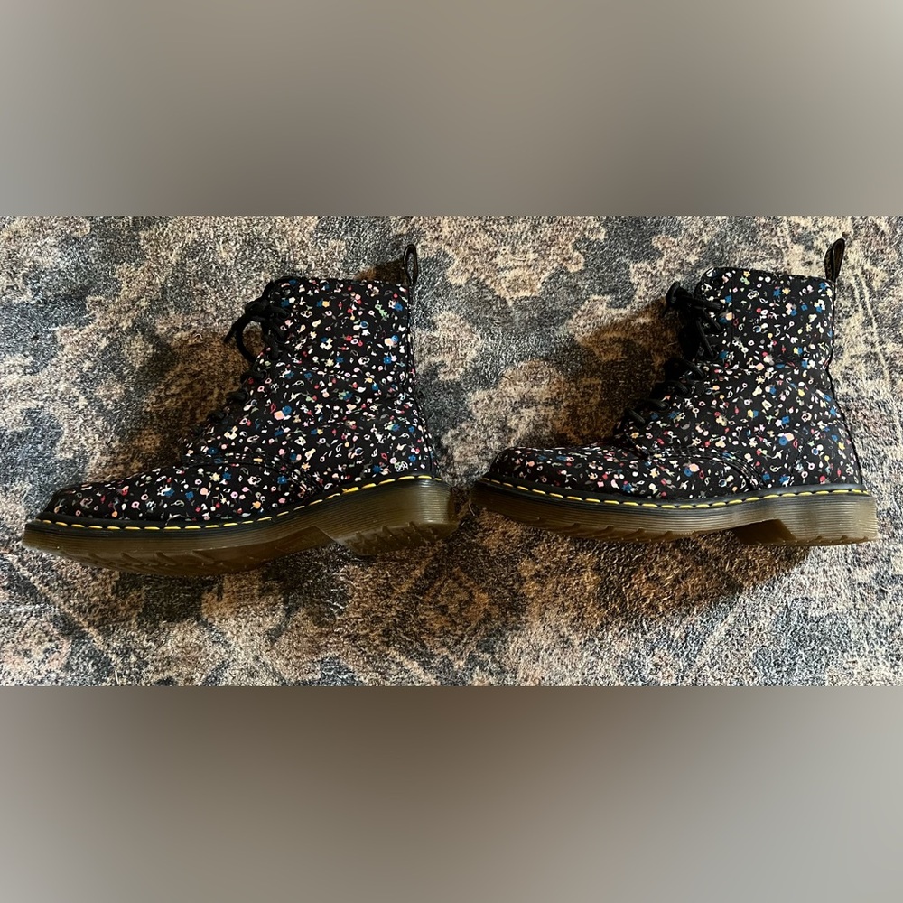 Dr. Martens Women's Black Floral Combat Boots - Picture 3 of 6